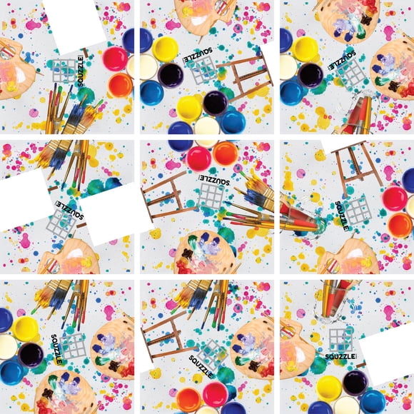 Puzzle Fun Squared Games Squzzle de viaje de 9 piezas con bolsa de almacenamiento