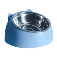 Ioensy - Cat Dog Bowl Elevado Inclinado Elevado Antideslizante Pet Container Para Perro Gato Azul