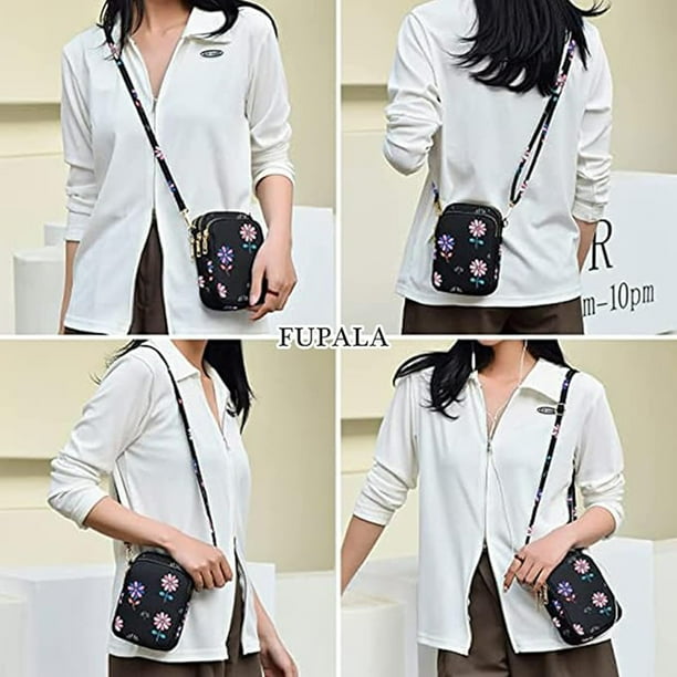 Bandolera 3 Capas Grande Bandolera Impermeable De 3 Capas Para Mujer - Grande, Color Negro, Con Correa Ajustable Bolso Cruzado Ajustable