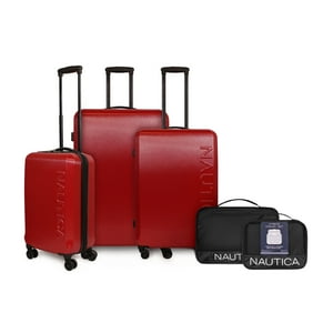 Nautica - Set 3 Maletas S+M+L Victory Rojo + Organizador De Viaje 2 Pzas. Negro