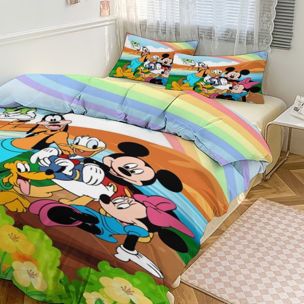 Mickey Print Bedding Set Pattern Duvet Cove Set 3 Pieces 1 Quilt Cover And 2 Pillowcases for Women Men Teens