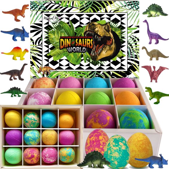 Bombas de baño Mineral Me California Dinosaur con sorpresa, 12 unidades