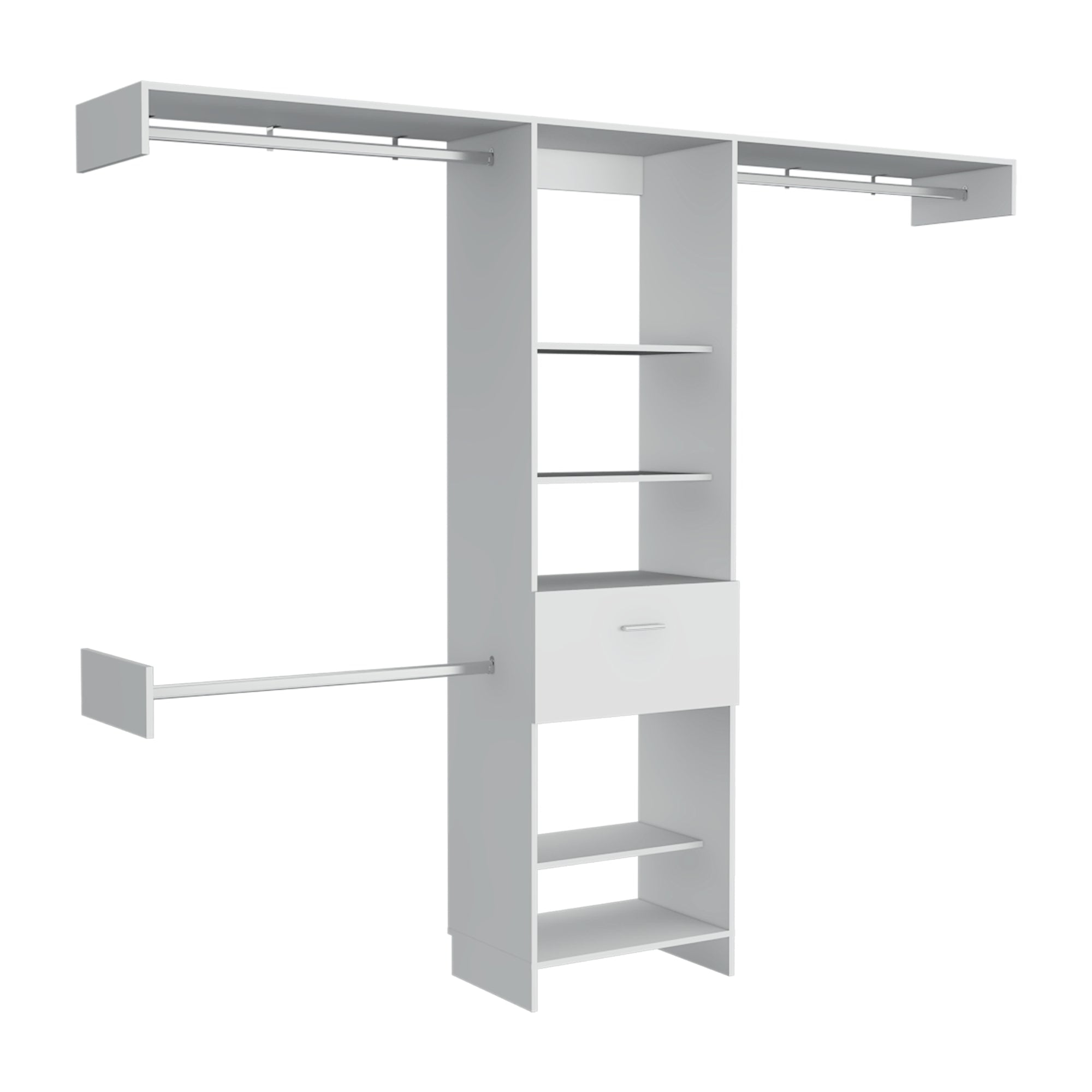 Fmfurniture - Closet 1 Cajon Multiples Barras Fm-015b Blanco