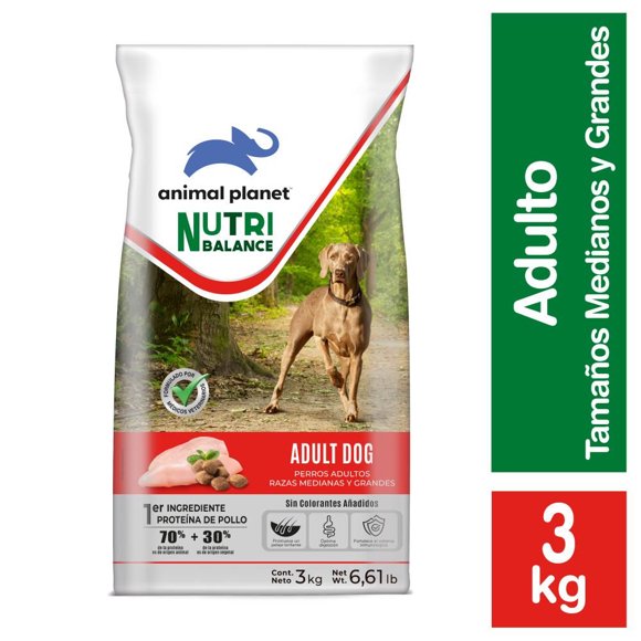Alimento Seco Perro Adulto Raza Mediana/Grande Sabor Pollo Bolsa, 3 Kg