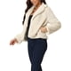 thumbnail image 4 of Abrigo corto de piel sintética para mujer, moda de invierno, chaqueta abierta, solapa con muesca, manga larga, abrigo esponjoso, L Beige, 4 of 6