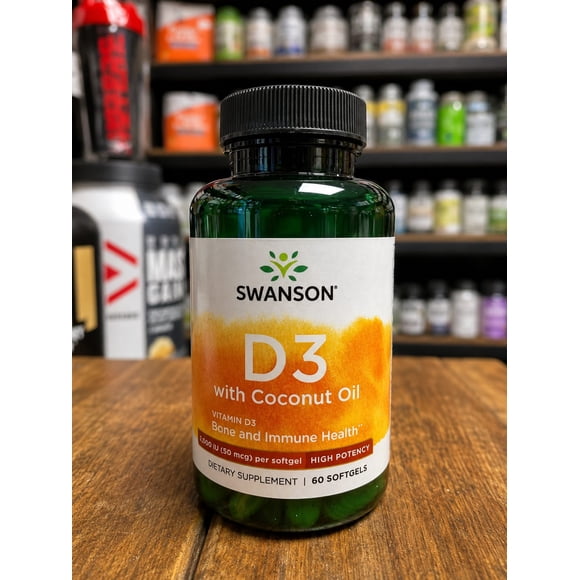 Vitamina D3 2000 UI Swanson Con Aceite De Coco 60 Softgels
