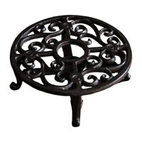 Magideal - Calentador De Tetera Estable De Hierro Fundido De Alta Resistencia Con Portavelas Calentador De Tetera Ahuecado Retro Elegante Para Balcón Fiesta Redondo