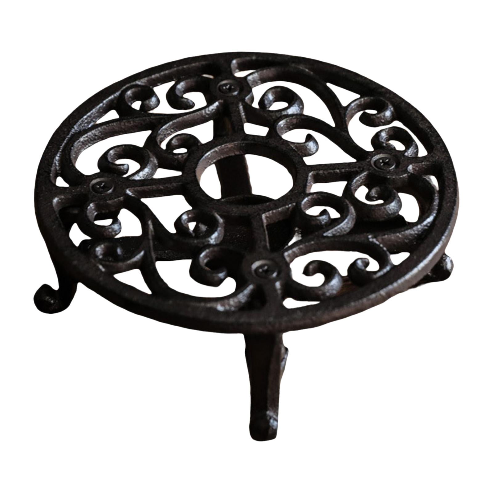 Magideal - Calentador De Tetera Estable De Hierro Fundido De Alta Resistencia Con Portavelas Calentador De Tetera Ahuecado Retro Elegante Para Balcón Fiesta Redondo