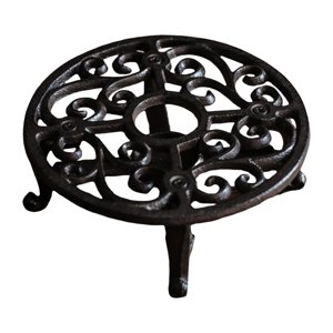 Magideal - Calentador De Tetera Estable De Hierro Fundido De Alta Resistencia Con Portavelas Calentador De Tetera Ahuecado Retro Elegante Para Balcón Fiesta Redondo