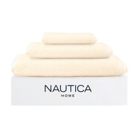 Set 3 Toallas Nautica Vis Cara+Mano+Cuerpo 100% Algodón Alta Calidad Crema
