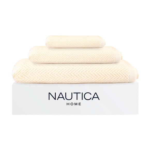 Set 3 Toallas Nautica VIS Cara+mano+cuerpo 100% algodón alta calidad crema