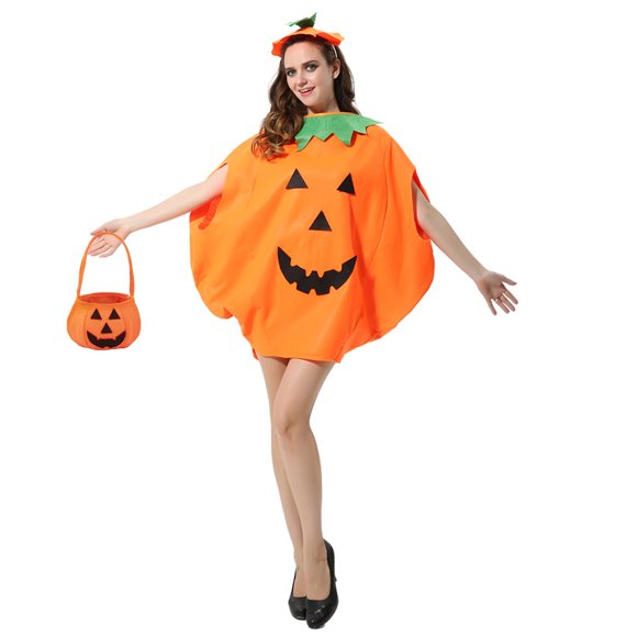 Disfraz CLOOOUDS con forma de calabaza para Halloween, adulto, con sombrero y bolsa, unisex