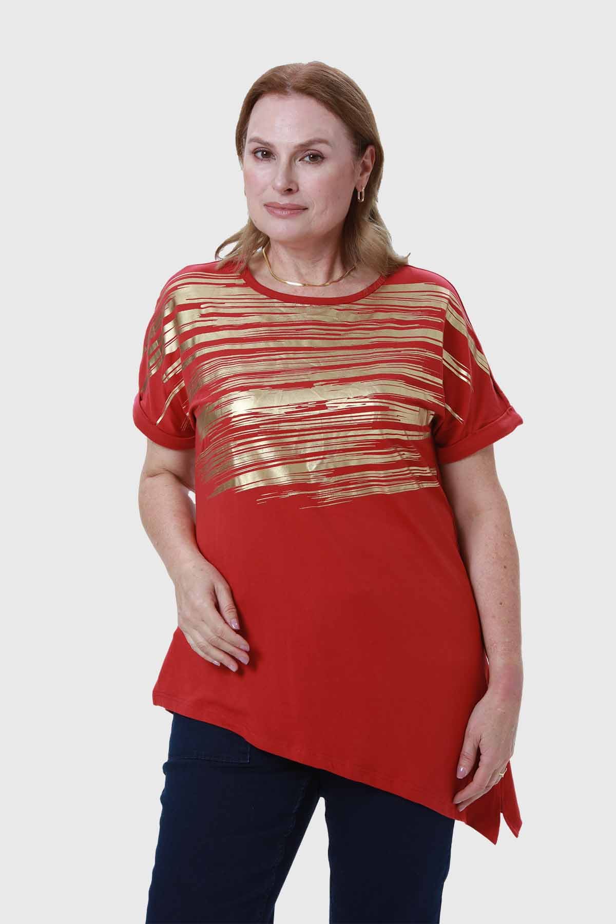 Fashionspark - Polera Mujer Estampado Rojo