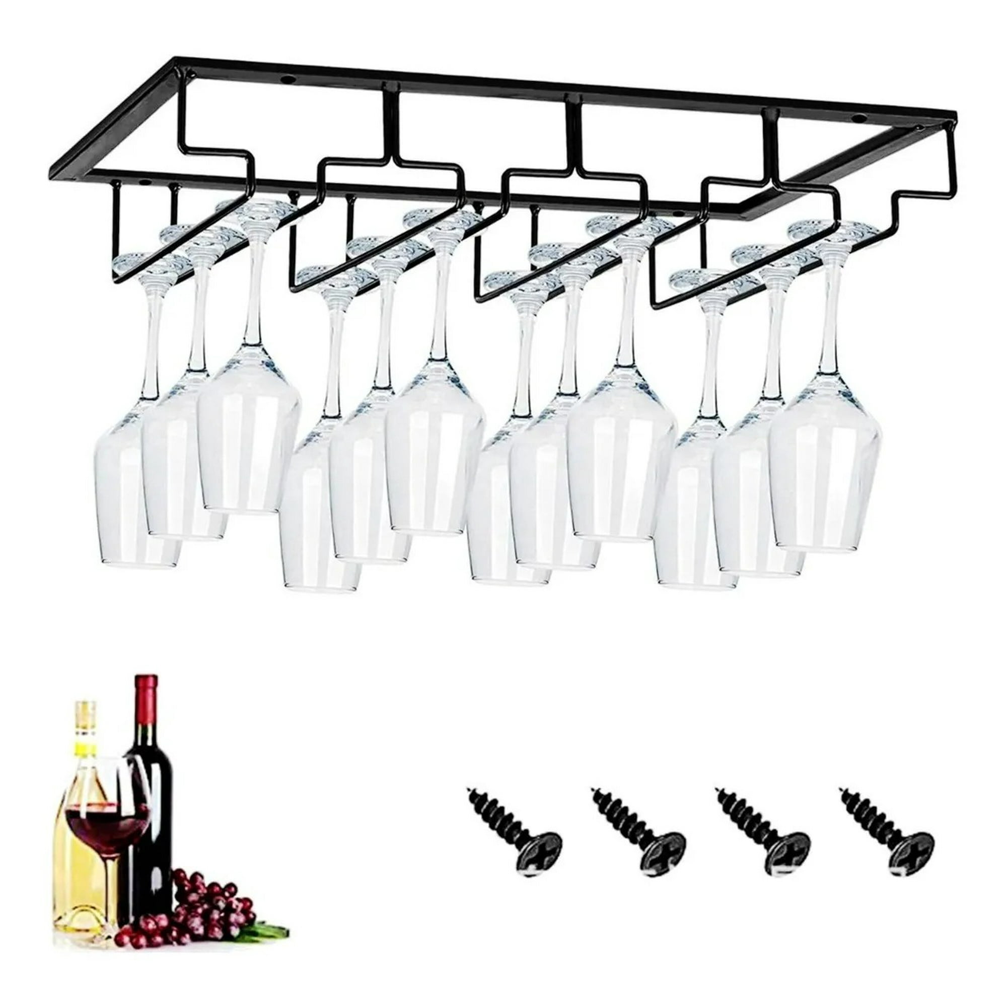 Genérica - Estante Colgador Porta Copas De Vino Repisa Bar 40cm*22.5cm Negro