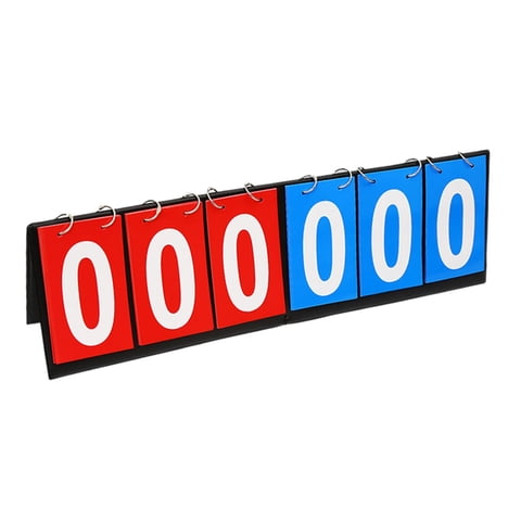 Ioensy - Marcador De Mesa De 6 Dígitos Puntuación Portátil Para Juegos De Interior De Pelota De Tenis Rojo Y Azul