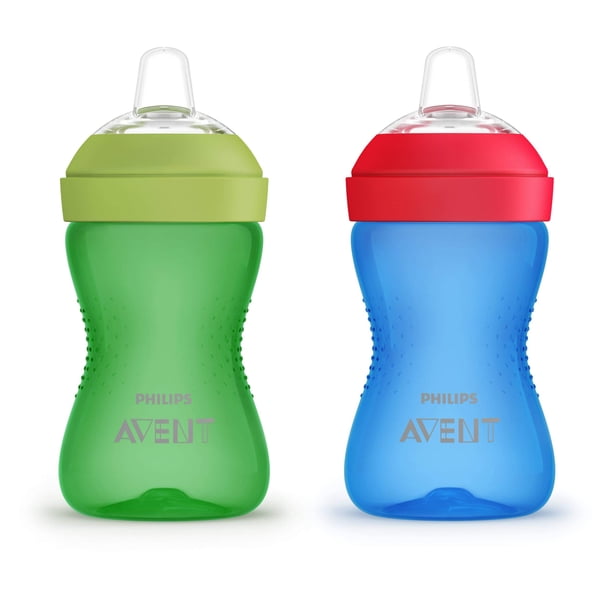Vaso para sorber Avent Philips My Grippy Spout, 300 ml, paquete de 2 unidades, azul/verde