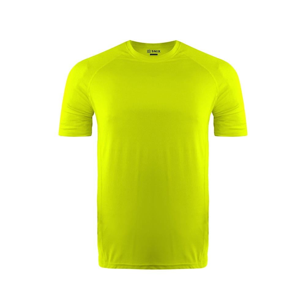 Snix - Polera Infantil Deportiva Elasticada Manga Corta Amarillo Fluor Talla 12