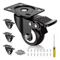 Partyglobos - Ruedas Giratorias Con Freno 4 Pulgadas Set 4 Muebles Negras