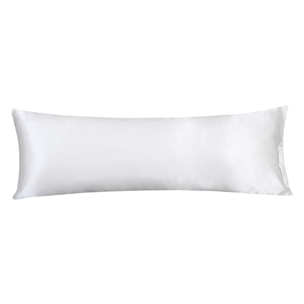 Funda De Almohada De Cuerpo Satinado Sin Cremallera 20x54 Pulgadas Para La Piel Del Dormitorio Relajante Blanco