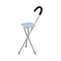 Ioensy - Asiento De Bastón Plegable Manija Cómoda Silla De Muletas Antideslizante De 34 Pulgadas De Alto Cuadrado Gris