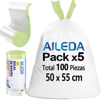 Aileda Bolsa Basura Baño Con Cordón Para Papelero 50X55 Cms 20 Uni Por Rollo En Total 5 Rollos