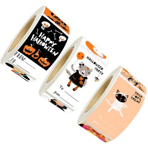 Bothyi - 3 Rollos De Pegatinas De Halloween Para Galletas, Cupcakes, Tarjetas Para Hornear, Sellos De Sobres