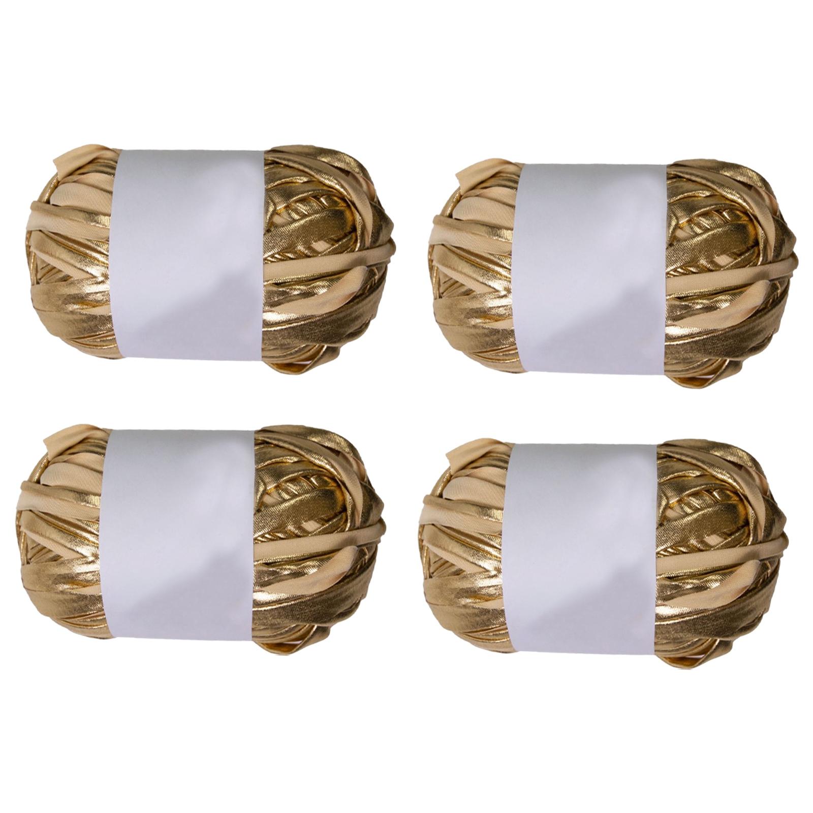 Bothyi - 4 Piezas De Hilo De Camiseta Metálico, Hilo De Tela Para Proyectos De Manualidades, Cestas Y Bolsos De Bricolaje, Dorado