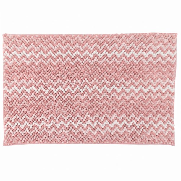 REGALWOVEN Alfombras de Baño Ultra Suaves Absorbentes Antideslizantes Lavables a Máquina Alfombra de Baño de Chenilla para Ducha, Decoración del Hogar Rosa 32" x 20"