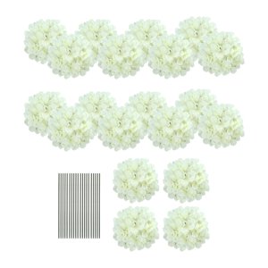 Magideal - Flores Artificiales Hortensias Con Arreglos Florales De Tallo Para Accesorios De Fotos Decorativas De Bricolaje Para El Hogar Decoración De Bodas De Blanco