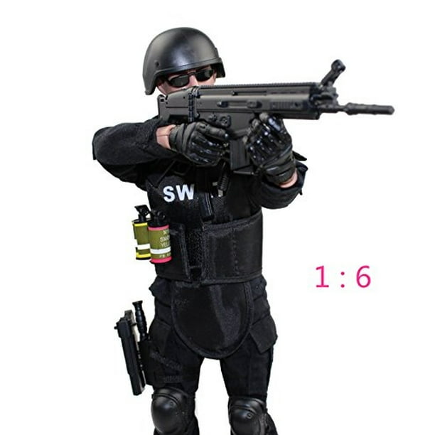 7Buy 12 "Figuras de acción juguete 1: 6 Modelo de figura de soldado flexible Modelo de figura (SWAT)