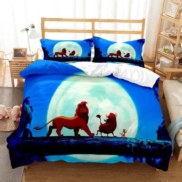 x2144 Bed SheetsThe Lion Pattern Quilt Cover Pillowcase Two or Three Piece Multi Size Duvet Cover Bedding Sets Christmas Gift 3-Piece Bedding Set (1 Duvet Cover + 2 Pillow Shams) nj2144