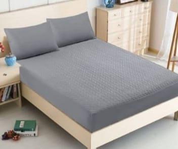 Genérico - Cubrecolchón Acolchado King + 2 Fundas De Cojín - Gris