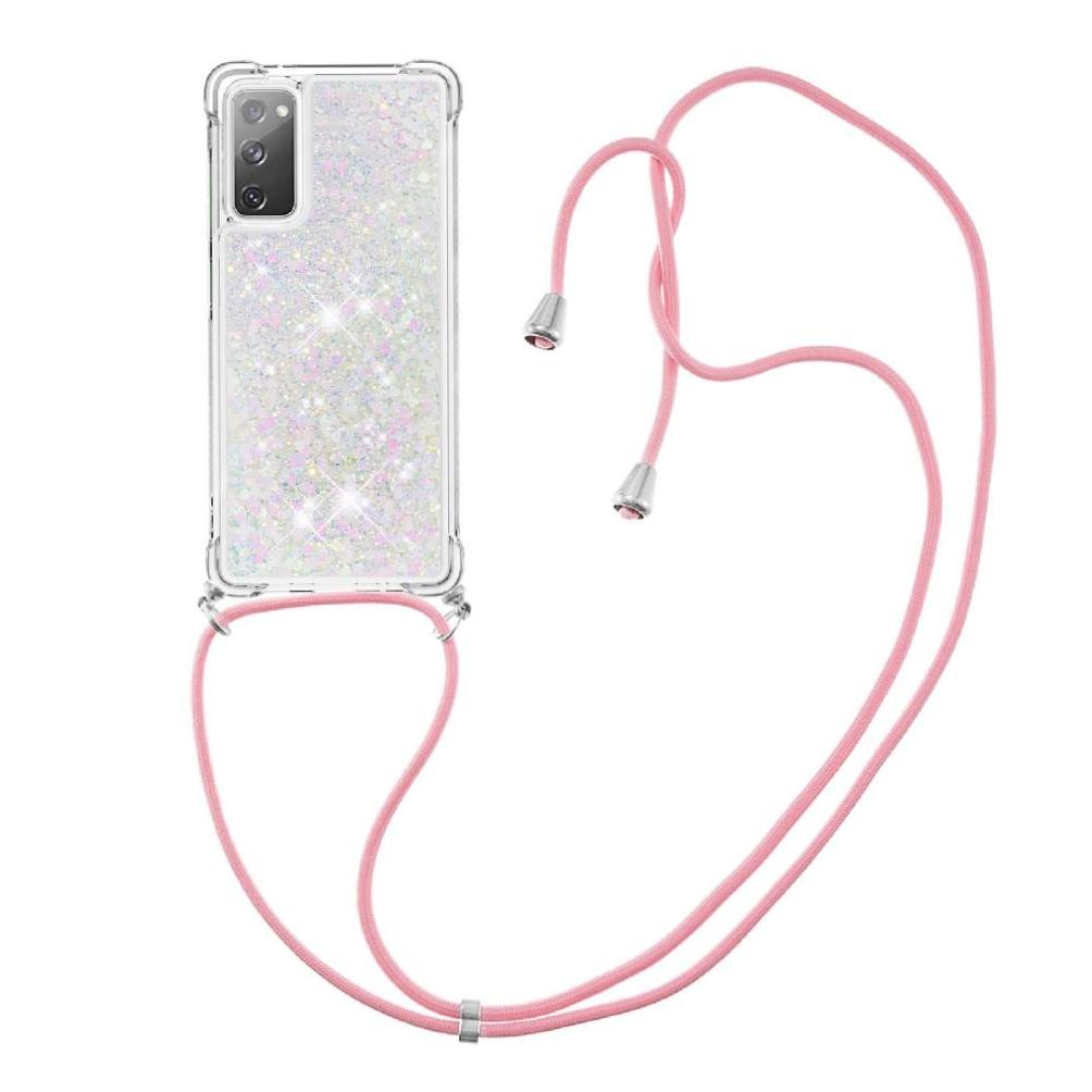 Funda Foxdock Para Samsung Galaxy S20 Fe Con Cuerda Ajustable, Brillo Líquido, Protección Antigolpes Y Lente – Ideal Para Regalo