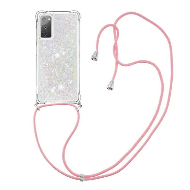 Funda FOXDOCK para Samsung Galaxy S20 FE con Cuerda Ajustable, Brillo Líquido, Protección Antigolpes y Lente – Ideal para Regalo