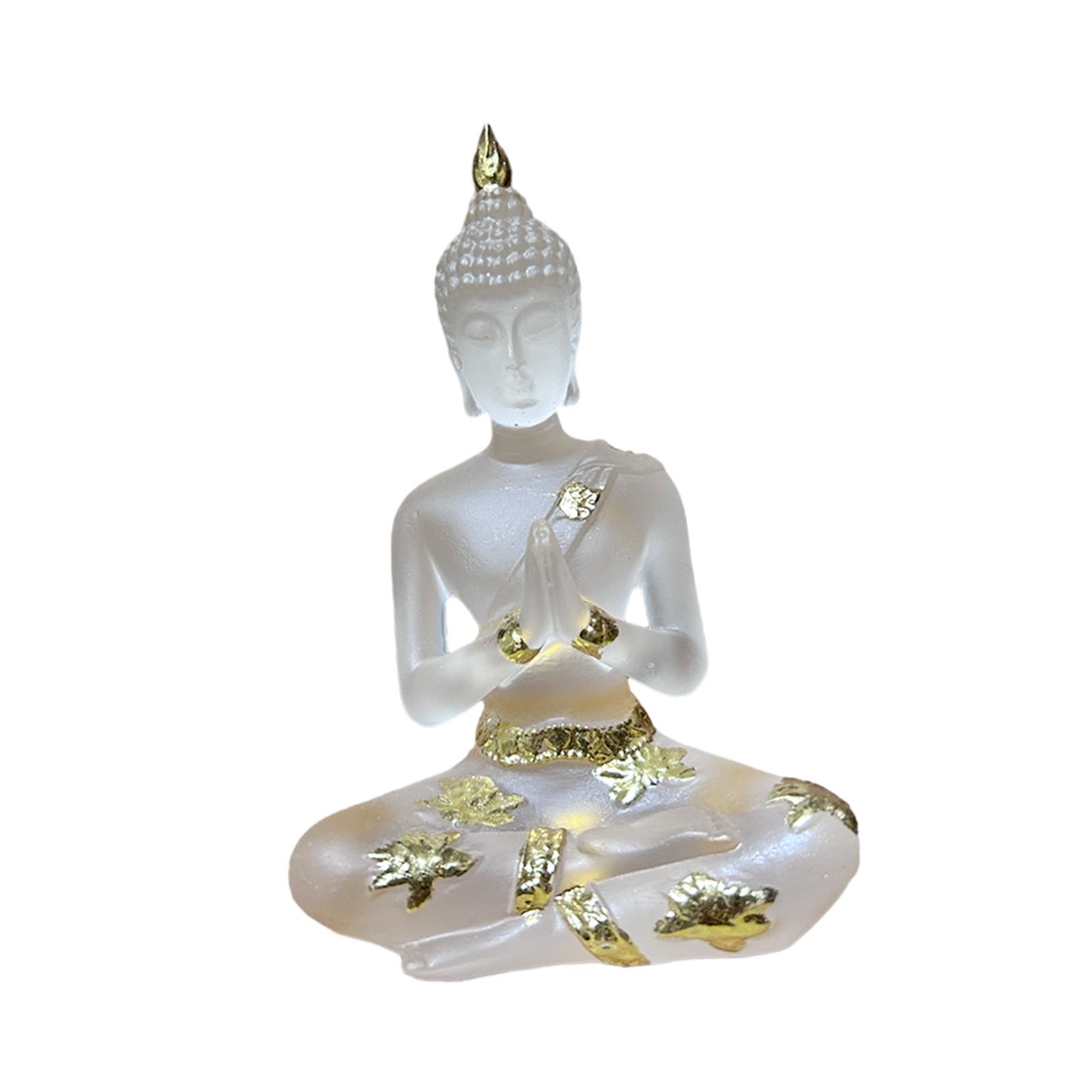 Bothyi - Figuritas De Buda De Resina, Adorno, Estatua De Buda Tailandés Para Mesa, Decoración Del Hogar, Color Blanco