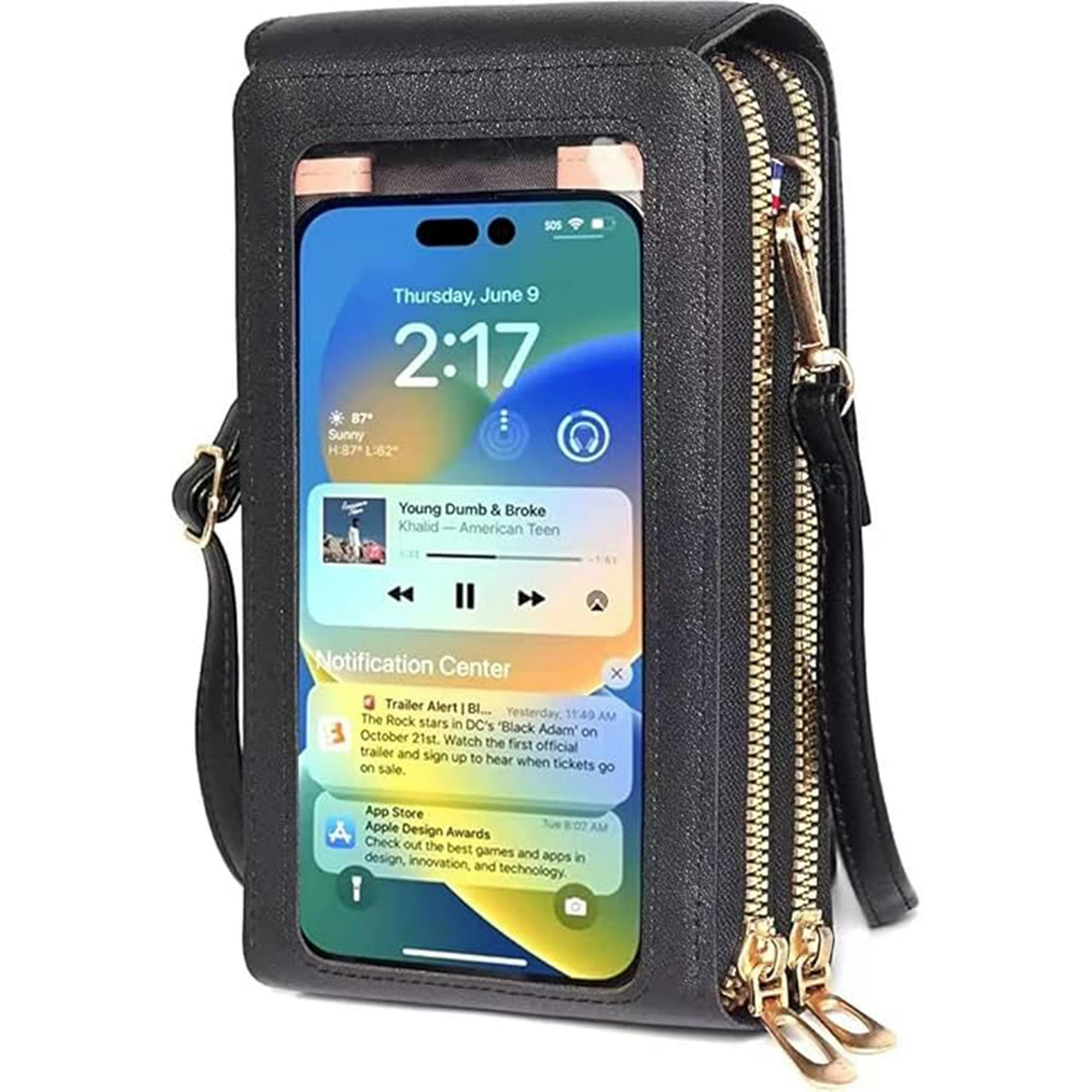 Veat00l - Crossbody De Mujer, Bolso Para Teléfono Con Pantalla Táctil, Cartera Para Teléfono Móvil Con Cremallera De 2 Capas, Bolso Monedero Con Ranura Para Tarjetas De Crédito