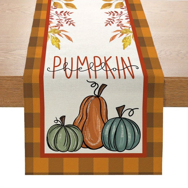 1pc Autumn Maple Leaf Pumpkin Polka Dot Orange Home Decoration Table Flag 13inx72in