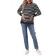 thumbnail image 2 of INSPIRE CHIC Blusa de Maternidad para Mujeres Camisa de Cuello Simulado de Algodón Cremallera Media Manga Larga Abertura Lateral Cuello Alto a Rayas Embarazo 2XL Raya Blanca, 2 of 6
