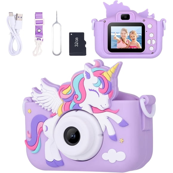Cámara Infantil Unicornio Envyvip X5 12MP 1080P 32GB Morado