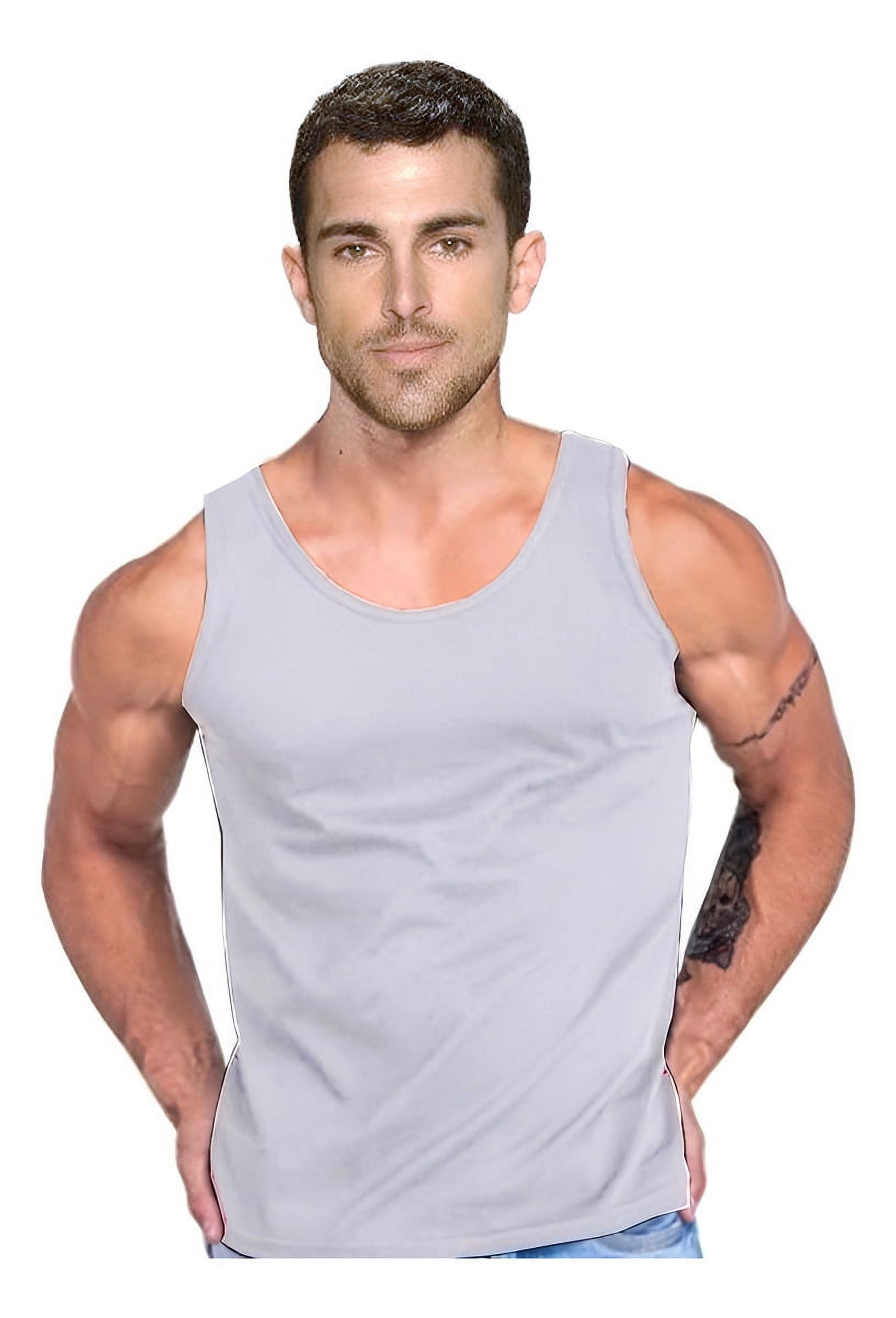Persodesign - Camiseta Hombre Sin Mangas Musculosa 100% Algodon Tank Talla S Gris Hombre