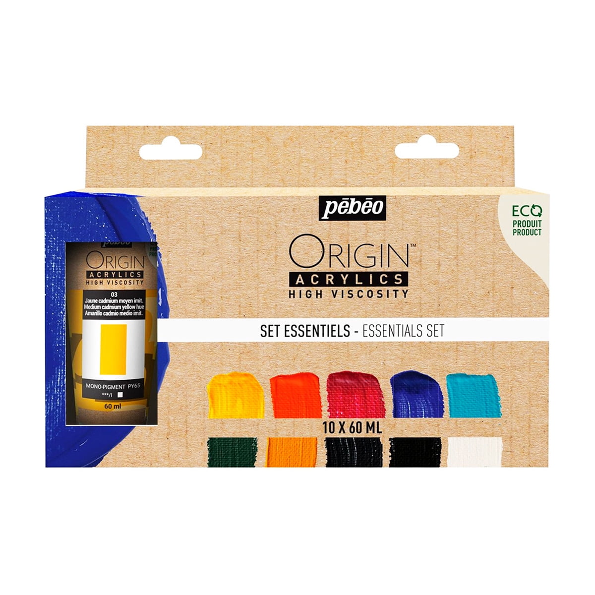 Set 10 Acrílico Pebeo Origin Colores Esenciales 60ml