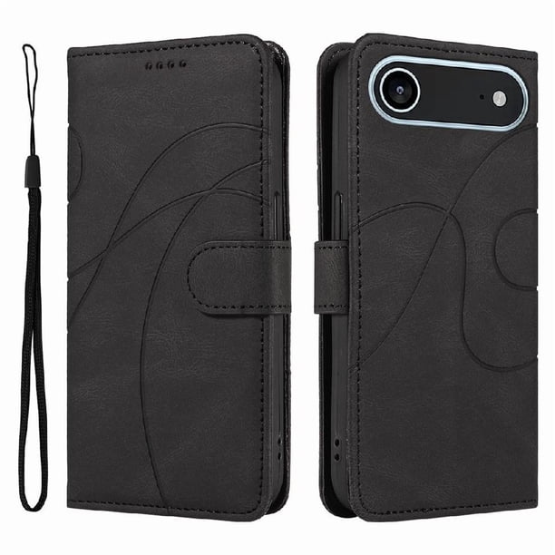 Funda tipo cartera con tapa para iPhone 17 Air con tarjetero, soporte y cubierta magnética Negro