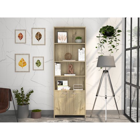 Tuhome - Biblioteca Lisa 180X63X26 Cm 2 Con Puertas Duna
