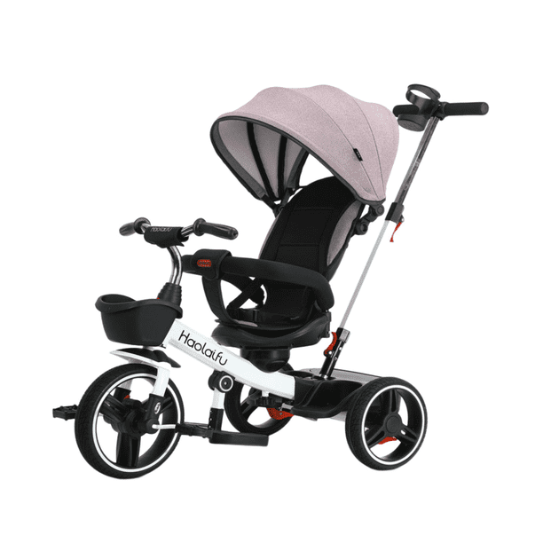Triciclo 4 In 1 Drumm Per Bambini 18 Mesi-6 Anni - Passeggino, Triciclo A Pedale, Parasole, Regolabile, Grigio