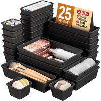 Set Organizador De Cajones Kemethy, 25 Unidades, Plástico, Para Maquillaje, Color Negro