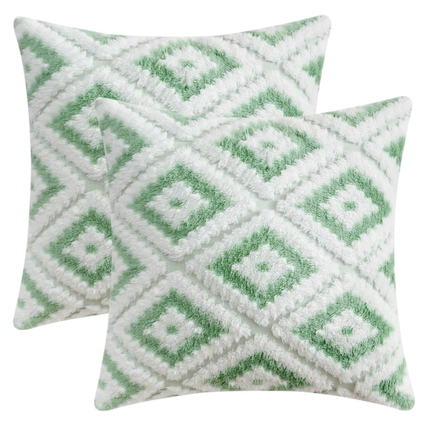 REGALWOVEN Paquete de 2 fundas de cojín decorativas de felpa corta suave estilo lujoso para sofá dormitorio verde 18" x 18"