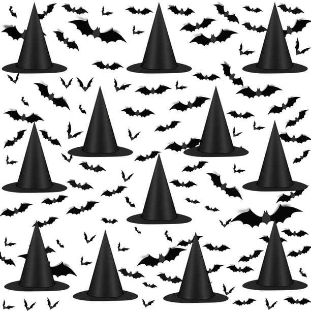 Set Famoby de 12 sombreros de bruja y pegatinas de murciélago