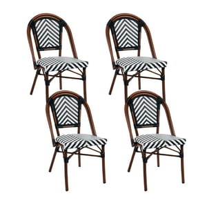 Klik Muebles - Pack De 4 Sillas Bistro Parisina Rattan - Blanca Con Negro