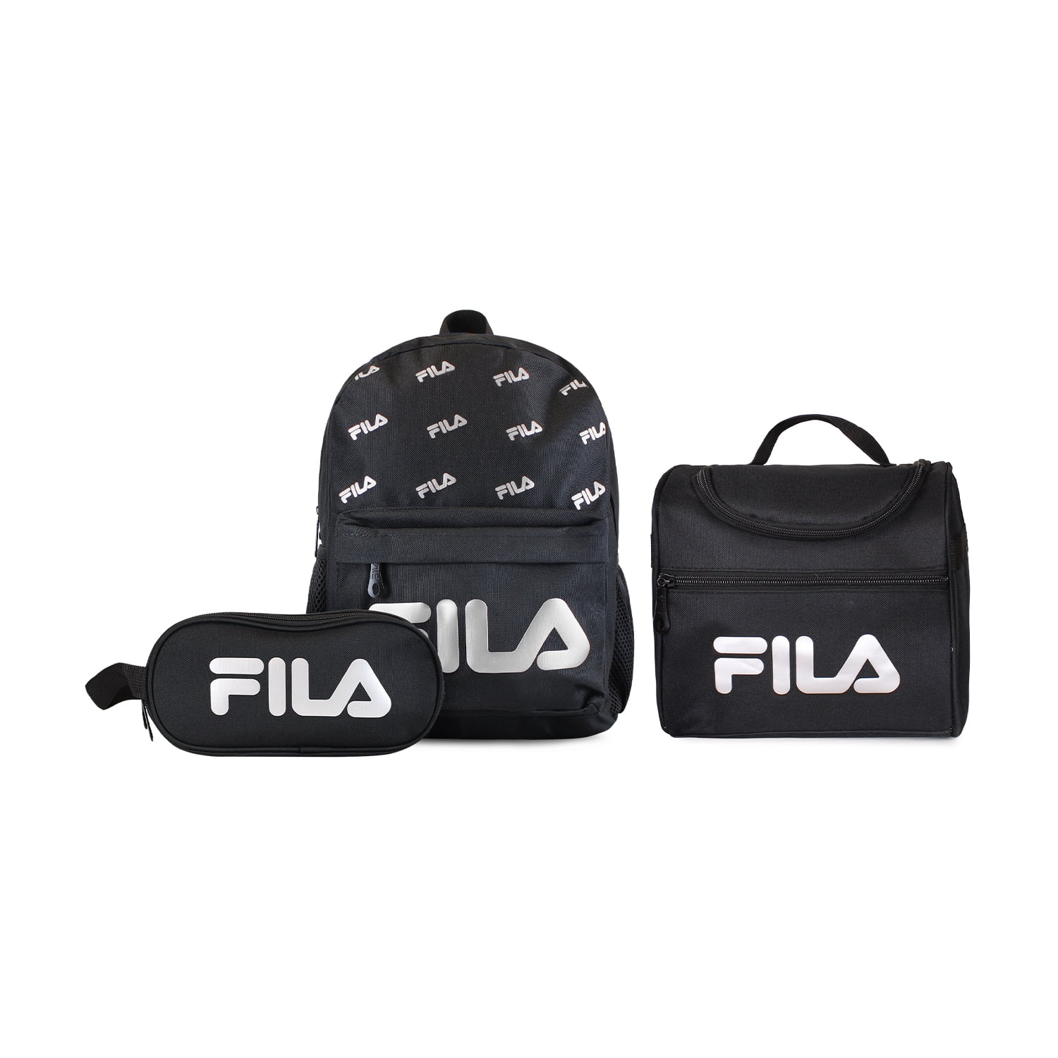 Set Fila Mochila 10lts Urbanix + Lonchera Térmica + Estuche Spark Negro-silver