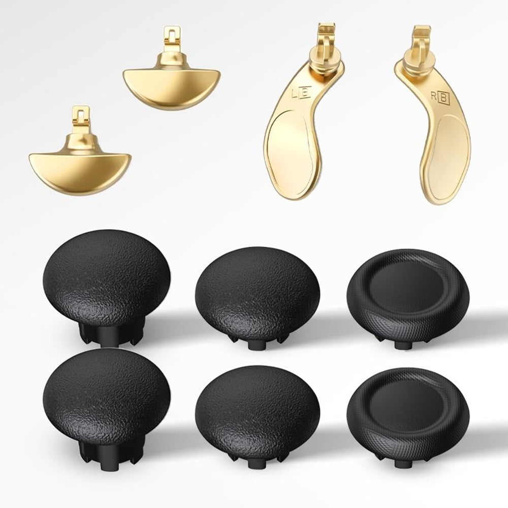 Genérico - Kit De Tapas Metálicas Para Joysticks Y Botones Traseros Compatibles Con El Mando Edge De Ps5 - Cubierta De Seta Para Palanca De Pulgar, Palanca Basculante 3d-oro Negro